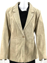 Womens Size Large Denim & Co. Leather Suede Coat Jacket Perfect for Spring Beige - RealThreads